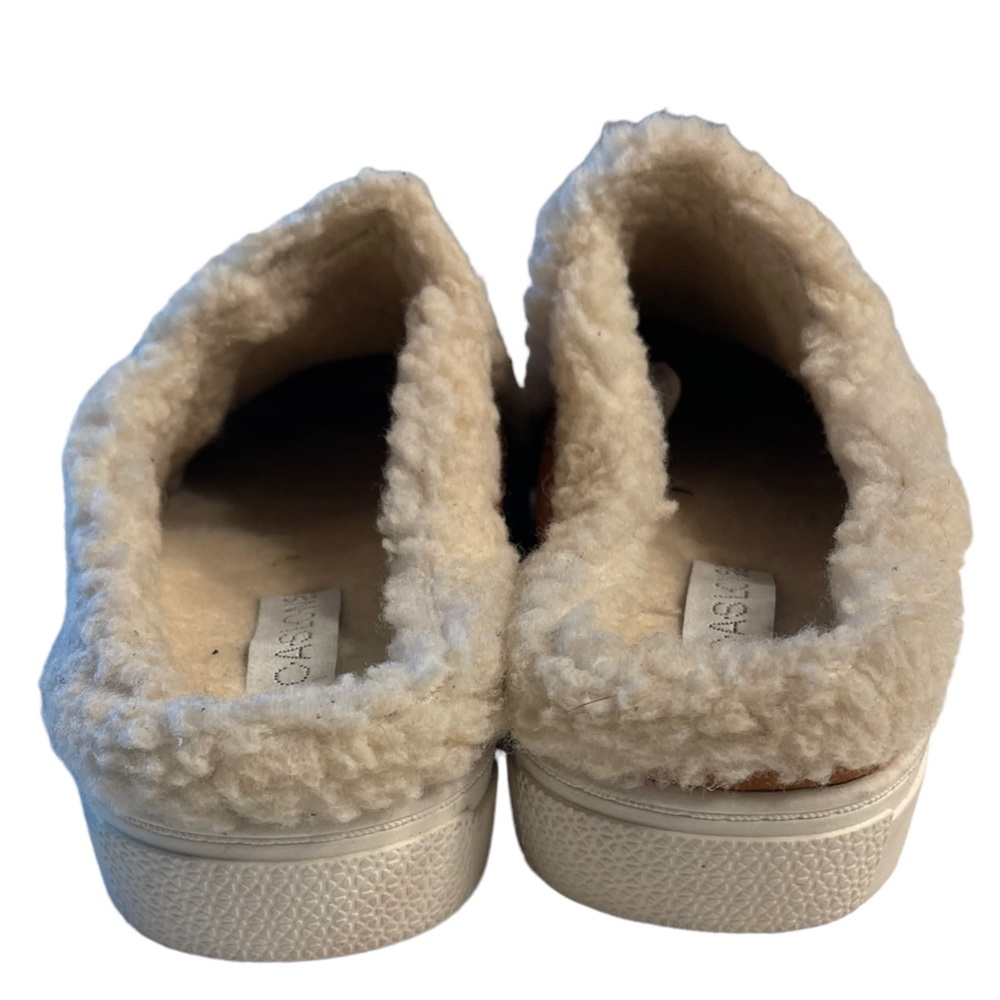 Caslon Tan Slides Faux Shearling Lined Size 5.5 - image 4